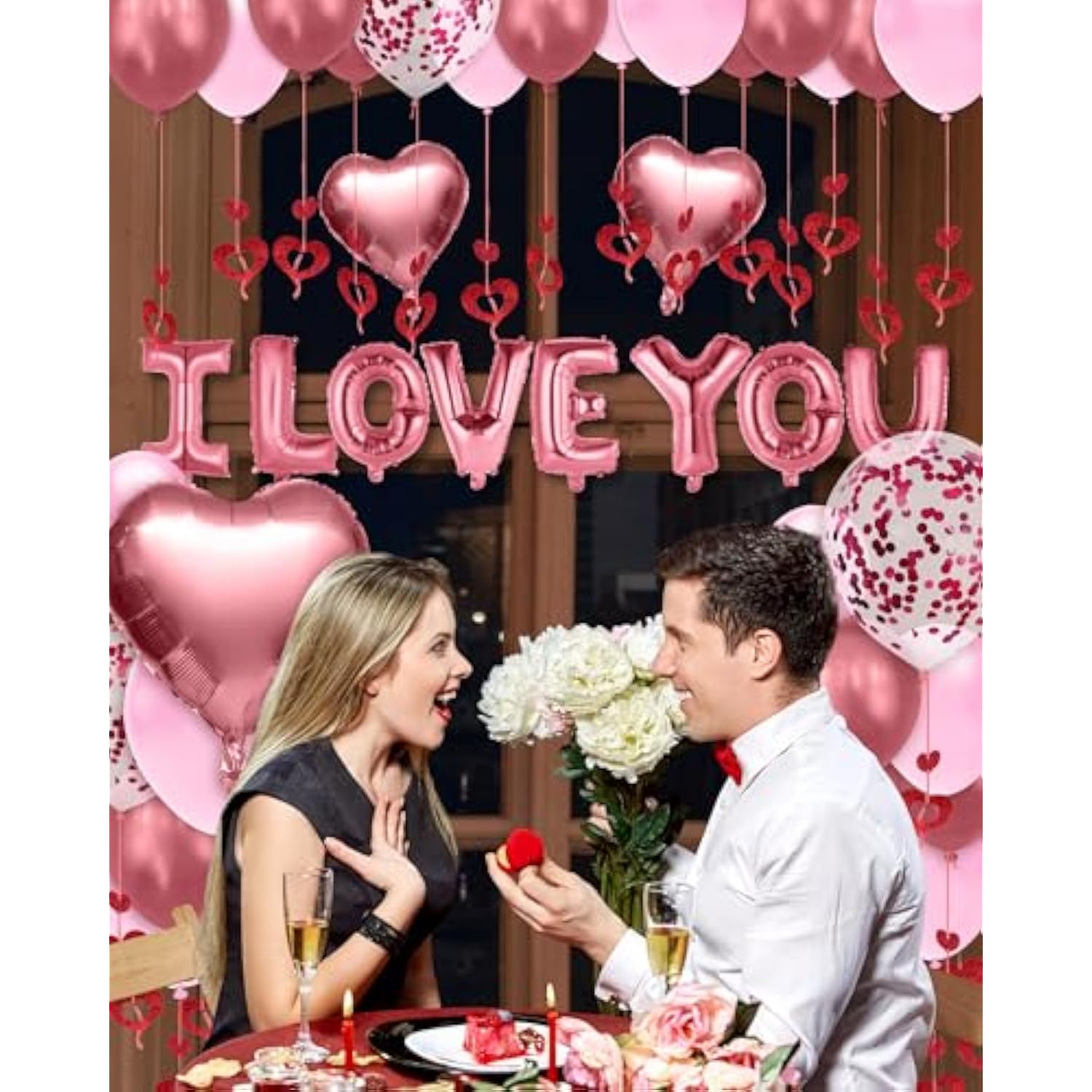 Valentines Day Balloons Kit With Rose Gold Pink Heart Balloons Rose Pe