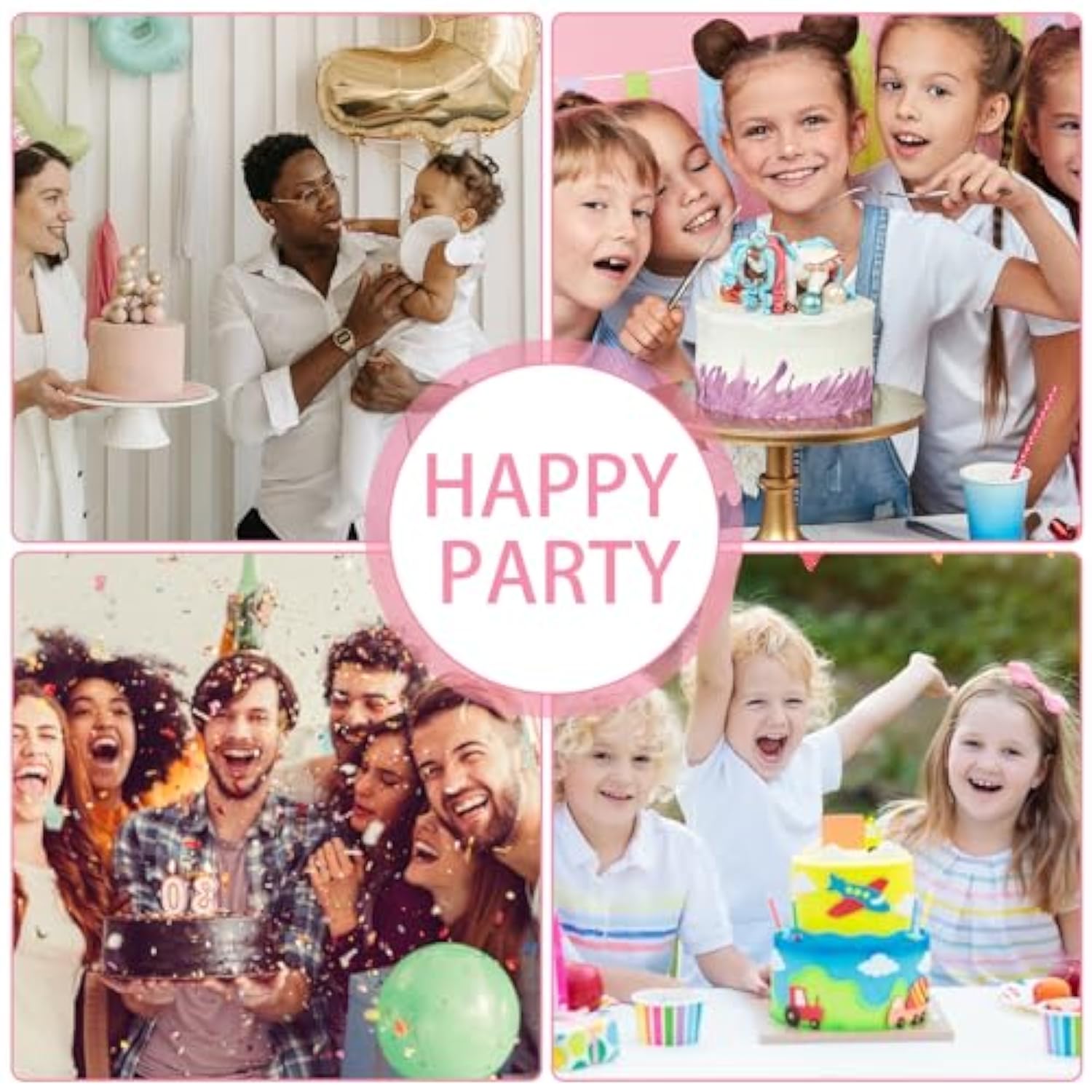 24Pcs Bubble Cake Toppers For Birthday Transparent White Pink Bubble Cake Decorations Multiple Sizes Balloon Birthday Cakes Decorations Balloon Cakes Topper For Wedding Anniversary Party Baby Shower