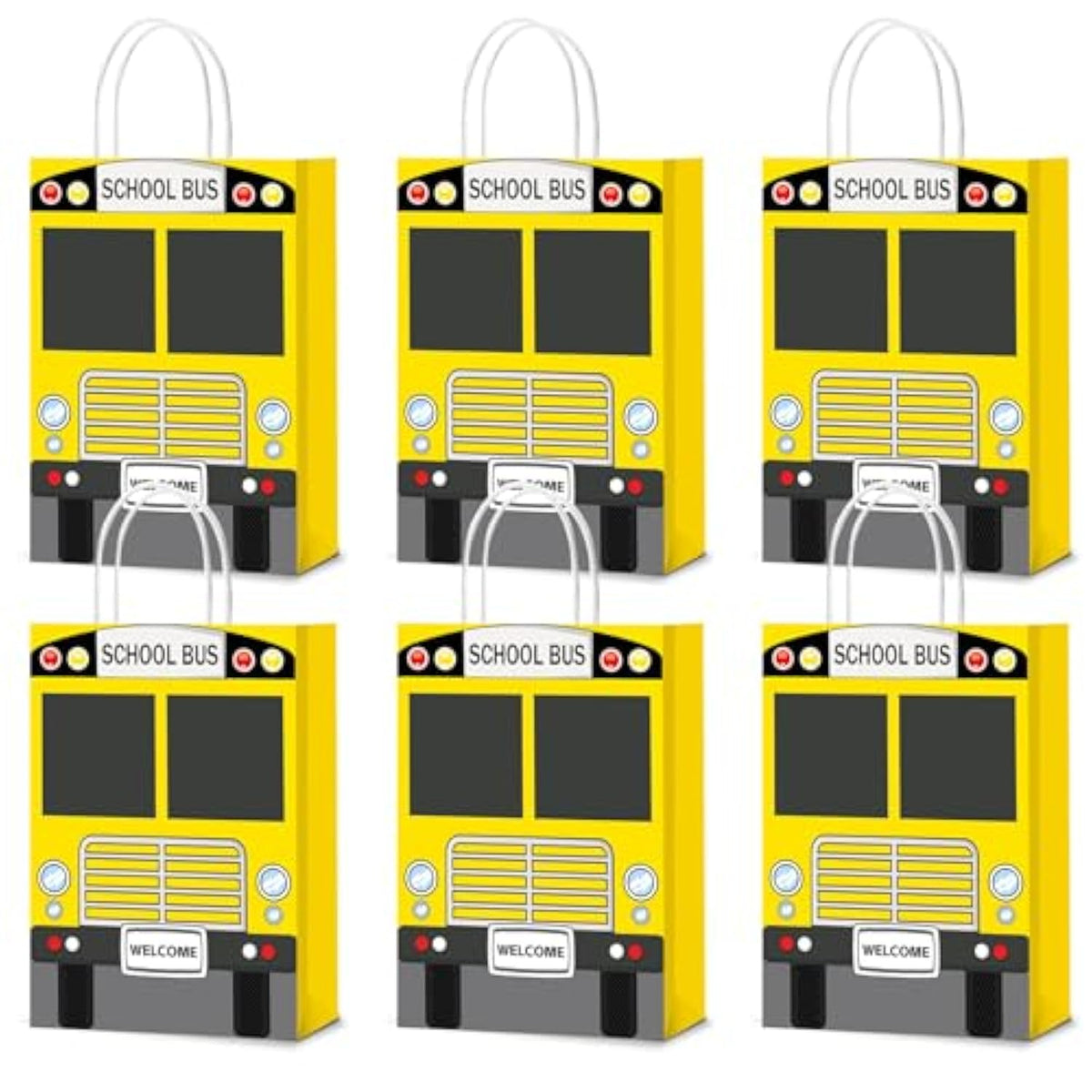 24Pcs School Bus Goodie Bag School Bus Gift Snacks Candy Party Favors Bags With Handles Yellow School Bus Party Treat Bags For Kids Welcome Back To School Birthday Baby Shower Supplies
