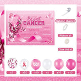 Breast Cancer Awareness Party Decorations Pink Ribbon Balloon Garland Arch Set with Breast Cancer Awareness Backdrop Banner for October Breast Cancer Prevention Survivor Charity Activities Decorations
