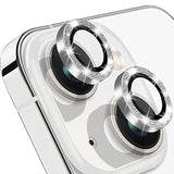 For Iphone 15 & Iphone 15 Plus Camera Lens Protector, Bling Glitter Diamond Lens Cover 9H Tempered Glass Camera Cover Anti Scratch Shockproof Screen Protector Individual Metal Lens Ring - 2Pcs