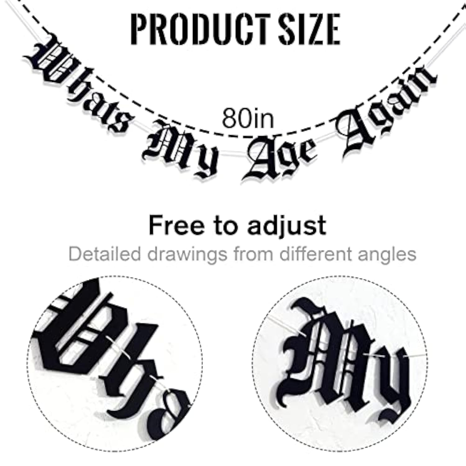 Gothic “What’s My Age Again” Old English Birthday Banner for 20th–40th Parties