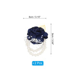 Rose Bridesmaid Wrist Flower, 2 Pack Artificial Rose Flower Wrist Corsage Bride Wrist Corsage For Wedding Party Ceremony, Navy Blue
