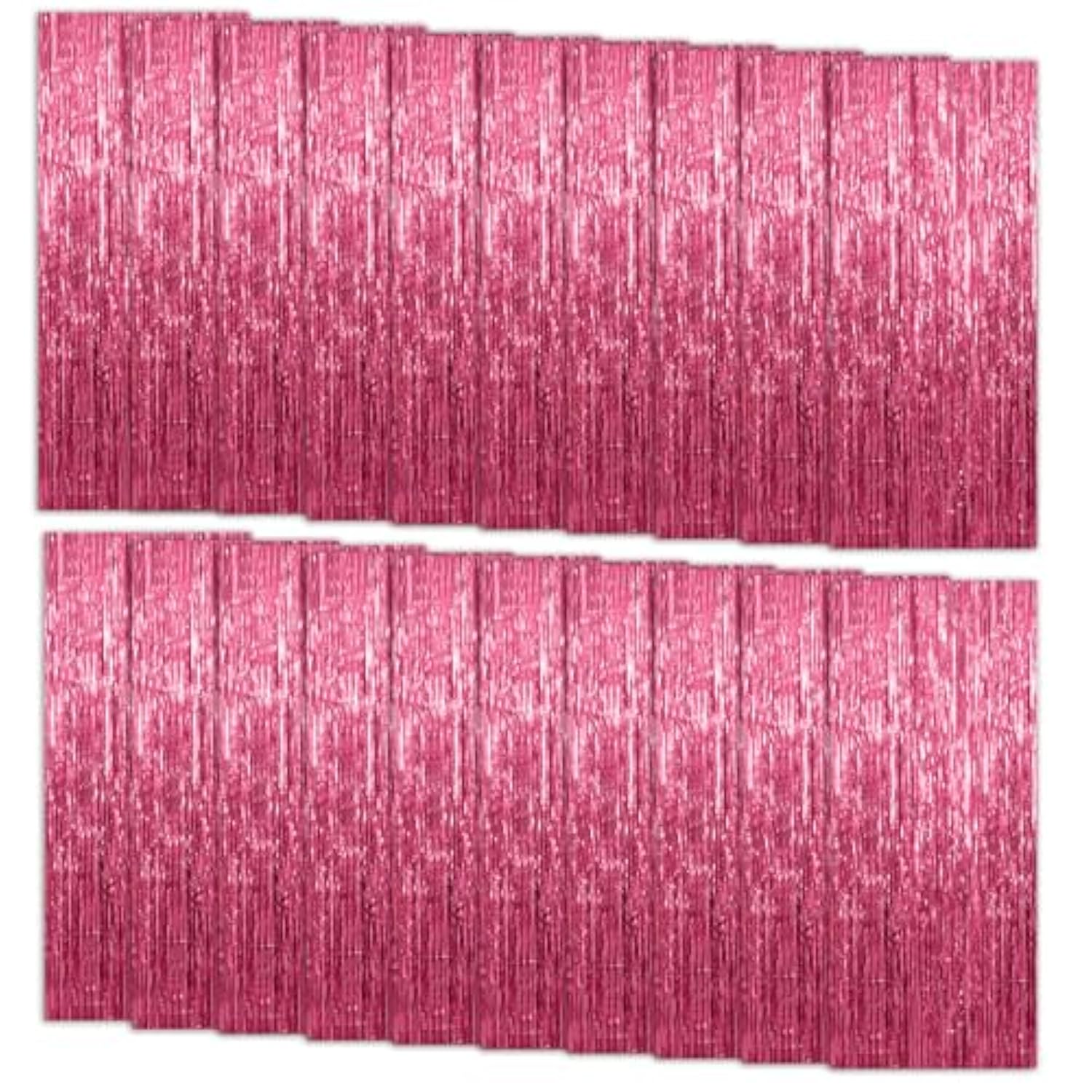 20 Pack Foil Curtain Backdrop Pink Metallic Tinsel Foil Fringe Curtains Photo Booth Props For Birthday Wedding Engagement Baby Shower Bachelorette Christmas Holiday Celebration Party Decorations