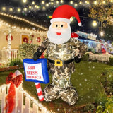 6 Ft Christmas Inflatable Santa Claus Wearing Camouflage, Led Lighted Christmas Blow Ups Xmas Yard Outdoor Decorations F