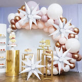 72 Pcs White Star Balloons – 26 Inch Large Metallic Spike Cone Foil Balloons, Explosion Star Design for Birthday, Wedding, Graduation, and Anniversary Party Decorations