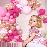 162Pcs Pink Balloon Garland Arch Kit Hot Pink Rose Gold Confetti Metal