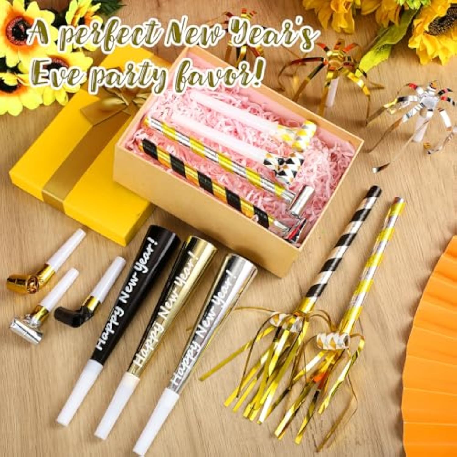 21pcs New Year Eve Party Noise Makers Horns Whistles Fringed Favors
