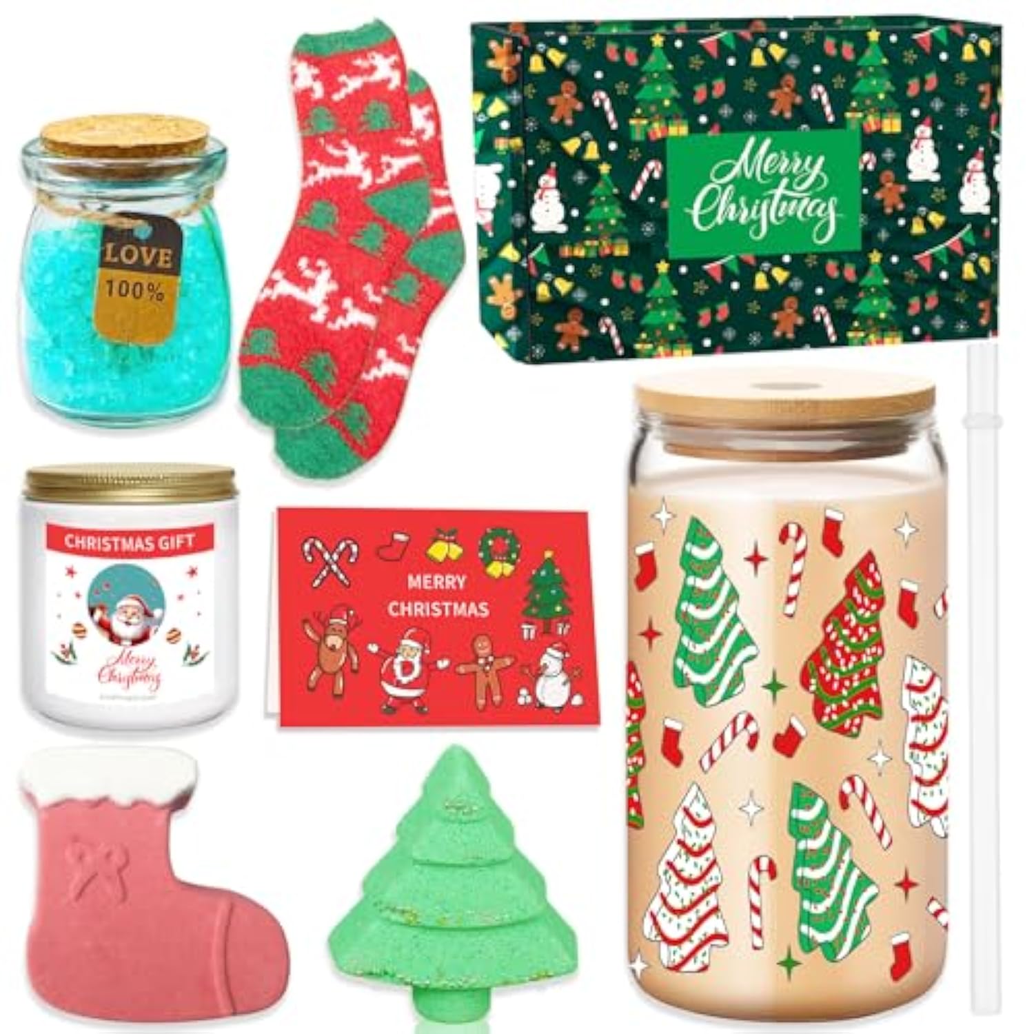 Christmas Gifts For Women, Merry Christmas Gifts Basket Set, Xmas Unique Holiday Gift For Her, Mom, Wife, Girlfriend, Sister, Christmas Gifts For Coworkers Employees