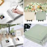Wedding Guest Book With Table Sign And 216 Photo Corners Stickers, Linen Polaroid Guest Book For Wedding?Baby Shower - 100 Blank Pages Guestbook For Sign In And Photos- Sage 8”X10”