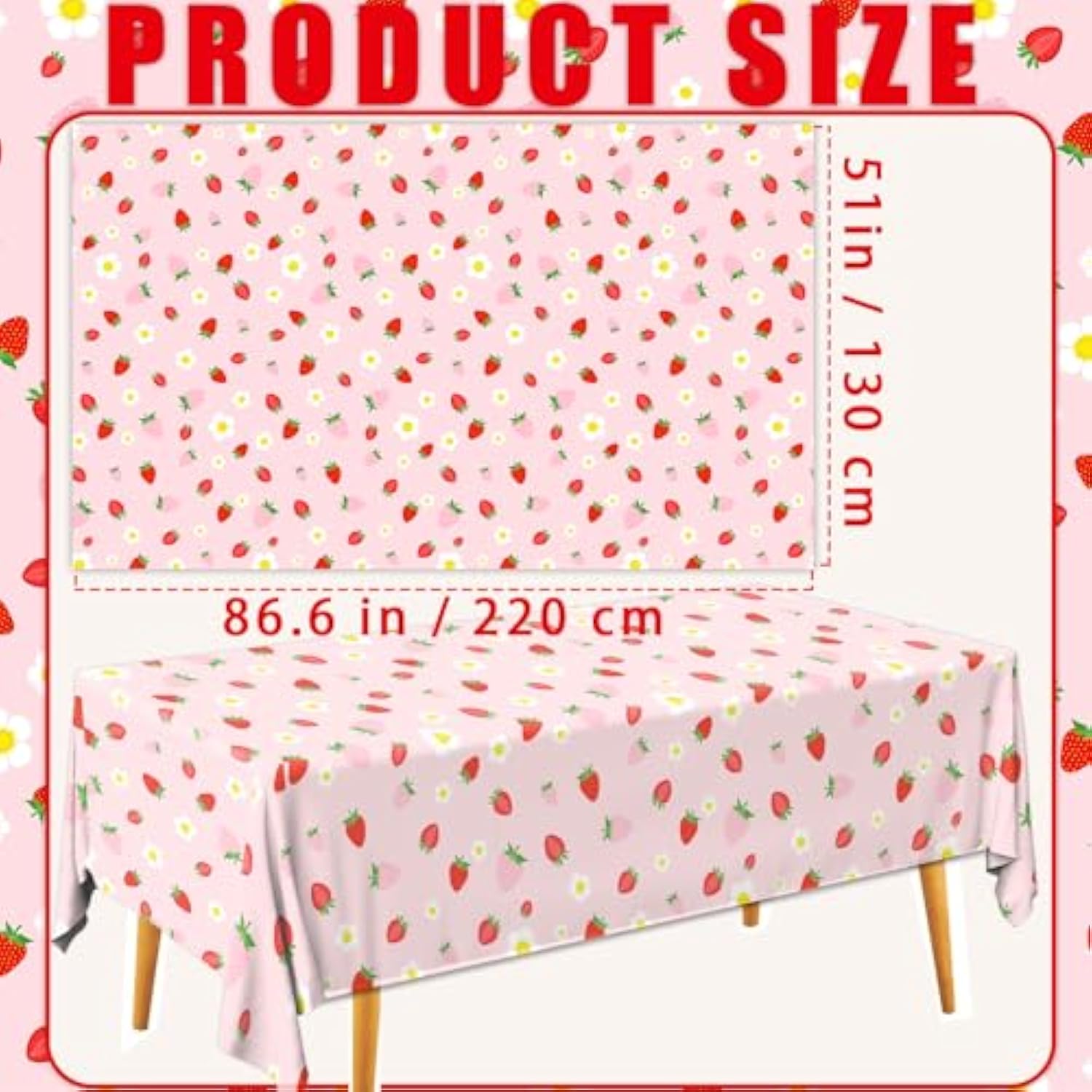 3 Pack Strawberry Tablecloth Strawberry Birthday Decorations Plastic Strawberry Theme Party Table Cover For Girls Sweet One Birthday Berry Sweet Baby Shower Party Supplies 51X87 Inches