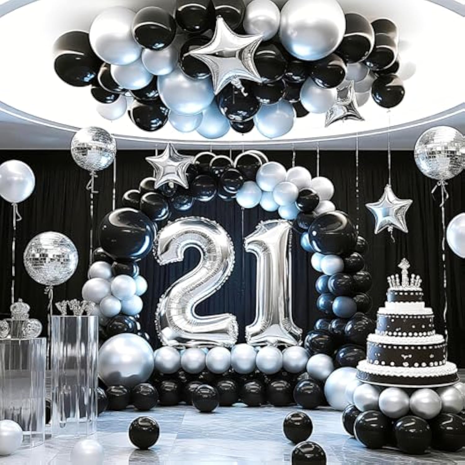 Black And Silver Balloons 100 Pack 12 Inch Metallic Chrome Black Silver Latex Helium Balloons For Birthday Wedding Christmas New Year Party Decorations