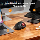 Mam2 Wireless Trackball Mouse, Rechargeable Ergonomic Mouse With Thumb Control For 3 Devices (Bluetooth And Usb), 5-Level Dpi, Silent Click, Compatible Pc Laptop Mac Ipad, Easy Clean
