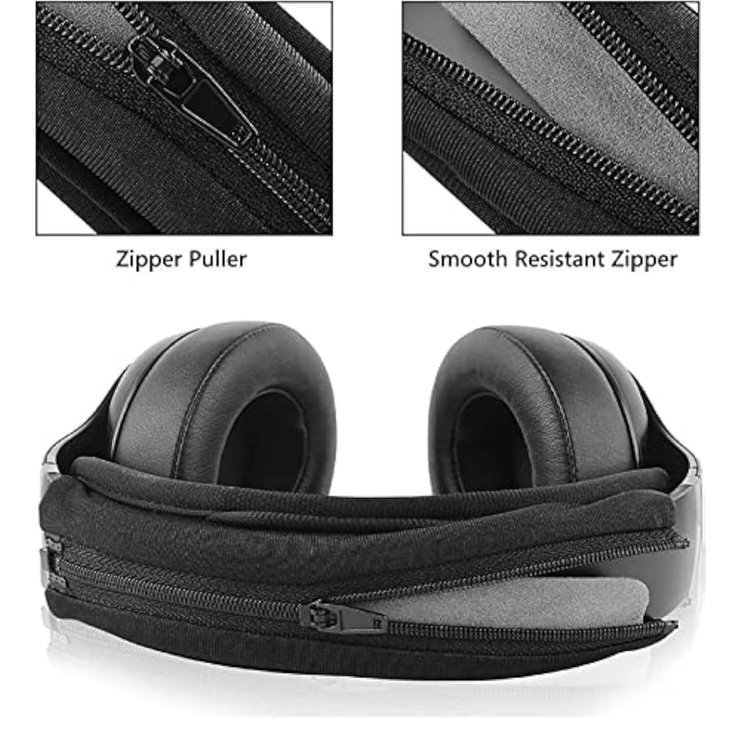 Headband Pad Set Headband Protector With Zipper Compatible With Skullcandy Bose B Jbl Ath Hyperx Headphones (Fabric Black)