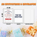 Baseball Birthday Invitations For Boys Girls, Birthday Party Supplies And Decoration, 20 Cards With 20 Envelopes -A10