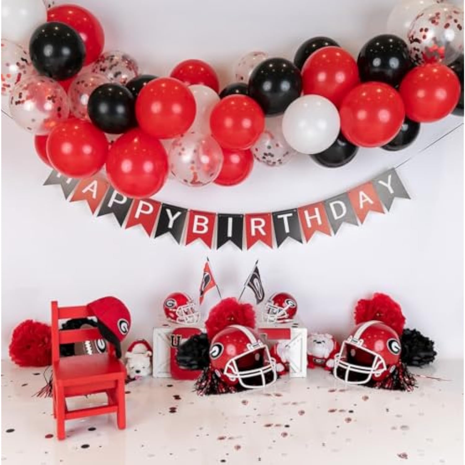 50pcs Black Red White 12 Inch Latex Balloons Confetti Party Decorations