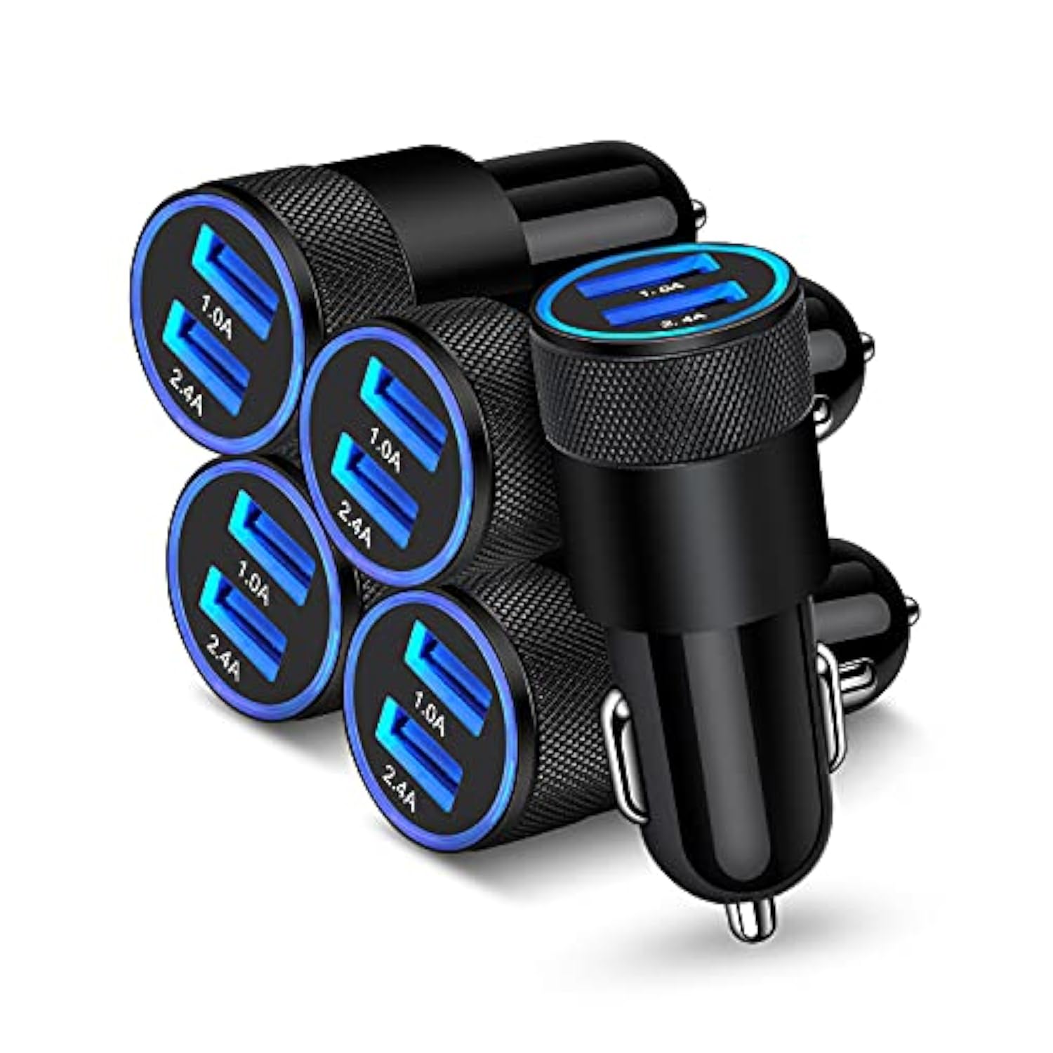 [5Pcs] Car Charger Adapter, Usb Multi Port Cigarette Lighter Fast Charging Power Block Plug For Iphone 16 15 14 13 Pro Max, Samsung Galaxy S24 Ultra S8 Lg Moto, 3.4A Dual Cargador Carro For Car