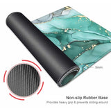 Teal Turquoise Marble Desk Mat, Abstract Swirls Desk Pad Cute, Modern Ink Art Large Extend Mouse Pad Xl, Sunrise Aesthetic Desktop Mat Laptop Mat For Desk, Gift For Women Men