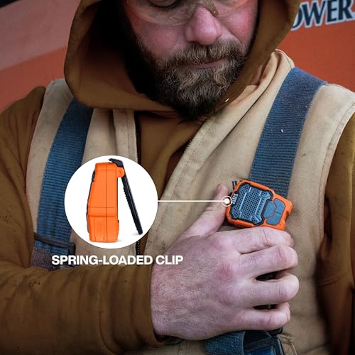 KLEIN TOOLS AEPWS1 Wearable Bluetooth Speaker, Built-in Mic for Hands-Free Music and Calls, Portable, Waterproof IP67, Magnetic and Clip-On Jobsite