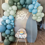 Slate Blue Balloon Arch Kit,Baby Blue Light Green Balloons For Baby Shower Boy Birthday Party Backdrop Decoration,Pastel Seaside Balloon Garland Arch