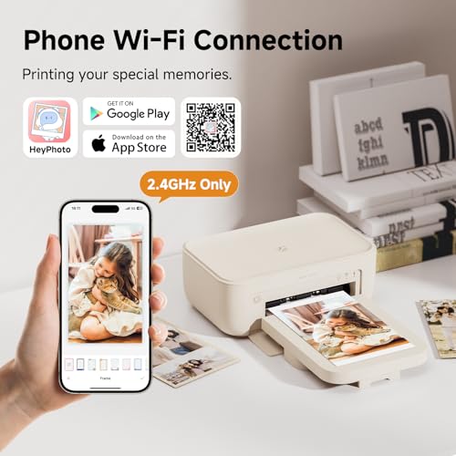 4X6 Photo Printer, Full Color Instant Photo Printer For Phone/Laptop/Macbook/Home Use, Wi-Fi Connection, Thermal Dye-Sublimatio, Ar Video Printing, +108 Sheets Photo Paper & 2 Ribbons