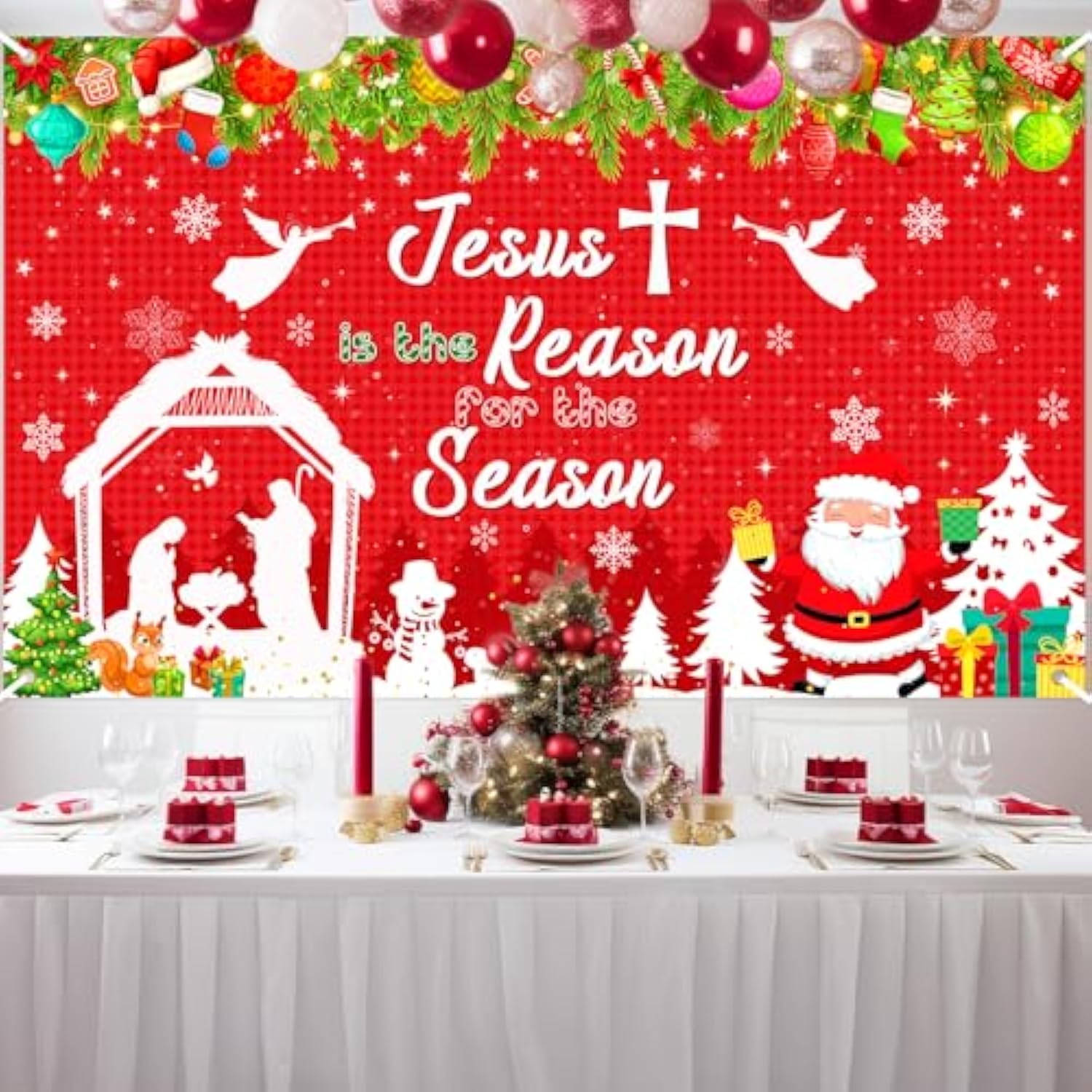 Jesus Is The Reason For The Season Backdrop Jesus Nativity Banner Christmas Birth Church Decorations 6 X 3.6 Ft