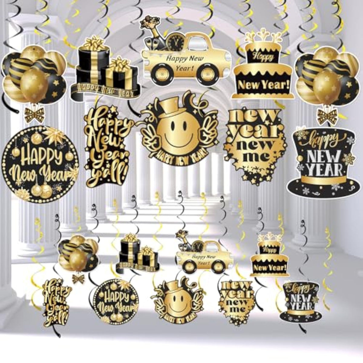 9 Pcs 2026 New Year Hanging Swirls for Party Decorations