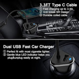 Usb C Fast Samsung Car Charger With 3Ft Type C Coiled Cable For Samsung Galaxy A56 A36 A16 S25 A55 A15 A35 A54 S24 Fe S23 Ultra A14 A13, 3.4A Android Car Phone Charger Adapter For Iphone 16 15 Pro Max
