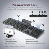 700 Modern Wireless Keyboard, 2.4 Ghz Dongle & Dual Bluetooth Connection, Aes-128 Encryption, 36 Month Battery Life, Luna Grey