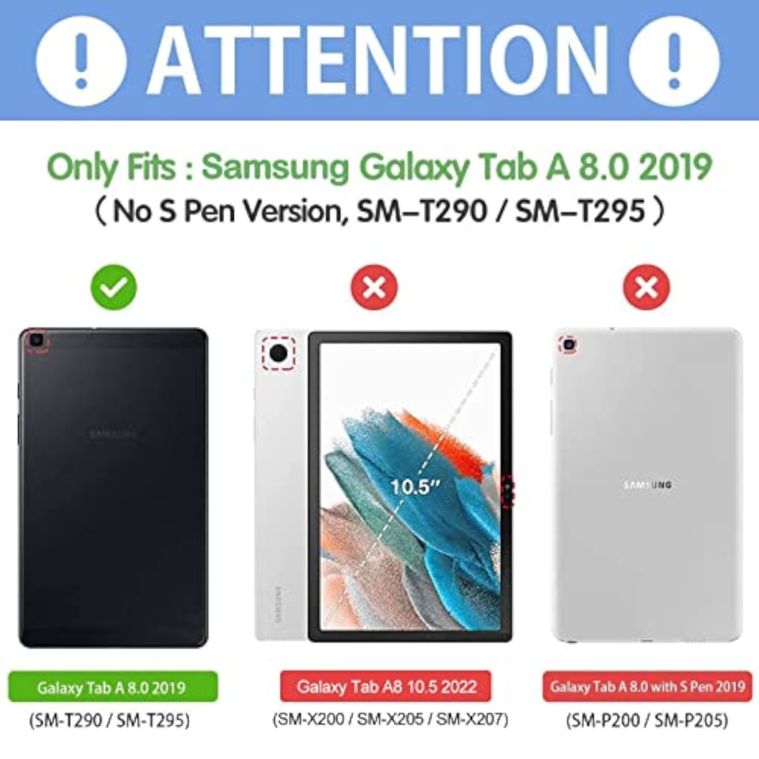 Procase Slim Case For Galaxy Tab A 8Inch 2019 T290 T295, Light Cover Trifold Stand Hard Shell Folio Case For 8.0 Inch Galaxy Tab A 2019 Without S Pen Model Smt290 (Wifi) Smt295 (Lte) –Black