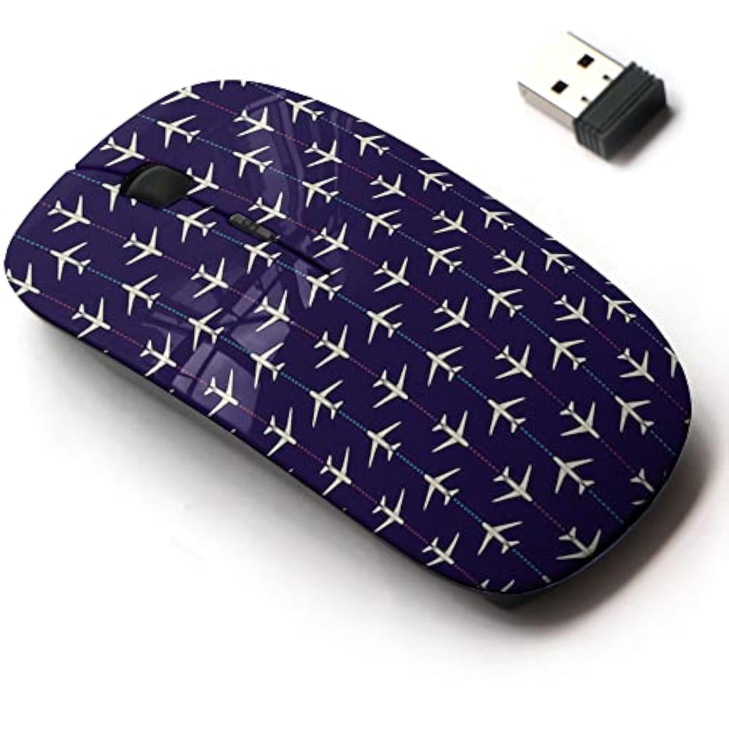 2.4G Wireless Mouse With Cute Pattern Design For All Laptops And Desktops With Nano Receiver - Airplanes