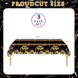 3 Pack Black Gold Happy New Year 2025 Tablecloths and Banners