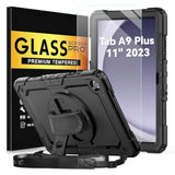 Bundle Of Case For Samsung Galaxy Tab A9 Plus 11 Inch 2023 With Tempered Glass Screen Protector Pencil Holder, Galaxy A9+ Plus Tablet Case With Shoulder Strap Hand Strap&Stand,Black