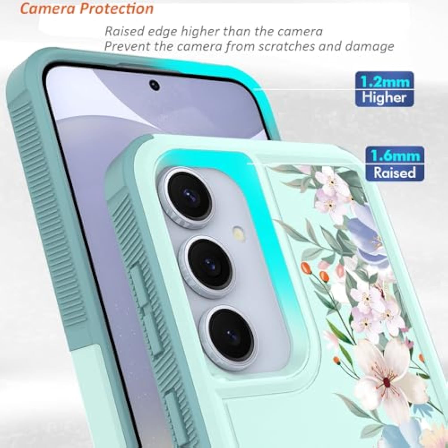 For Samsung Galaxy S25 Plus Case: Cute Flowers Floral Design For Girls Women Slim Soft Tpu Bumper Shockproof Silicone Cell Phone Cover S24+ S25+ (Mint Green/Magnolia)