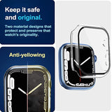 2 Pack Case Compatible with Apple Watch Series 9/8/7 41mm with Tempered Glass Screen Protector and Hard PC Overall Protective Cover - Transparent