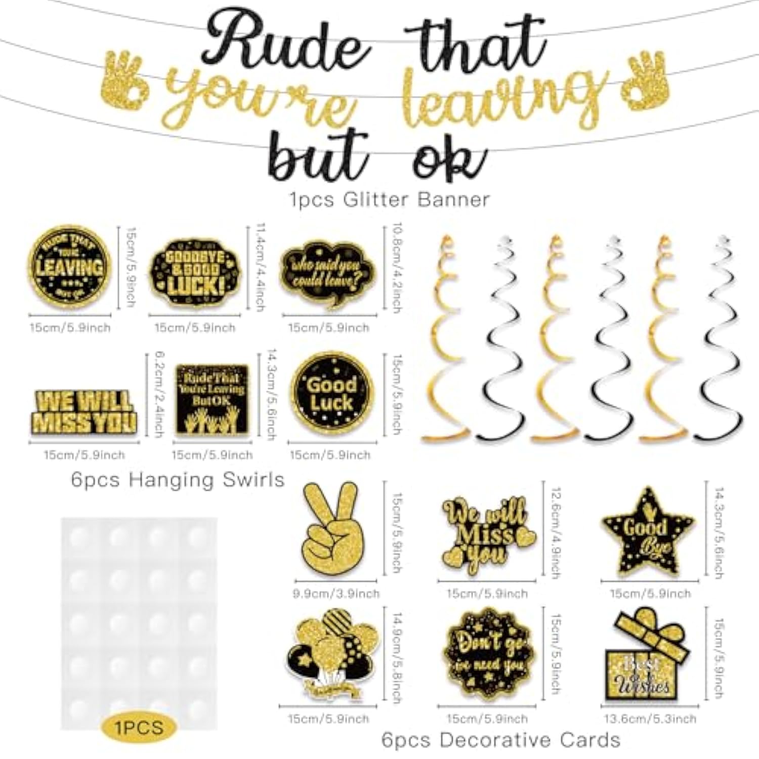 Pre-Strung Rude That You'Re Leaving But Ok Glitter Banner, Going Away Party We Will Miss You Decorations, Great For Goodbye Farewell Job Change Party