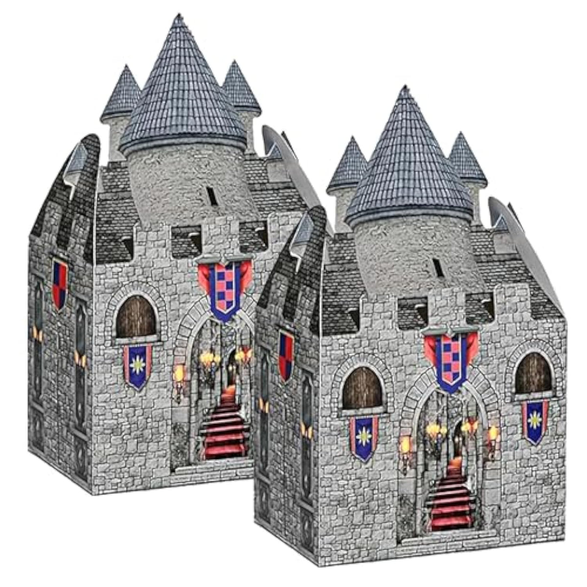 16-Pack Diy Medieval Castle Cardboard Boxes – 8 × 5 × 3 Inch Knight Theme Party Centerpieces For Halloween, Mardi Gras & Birthday Celebrations