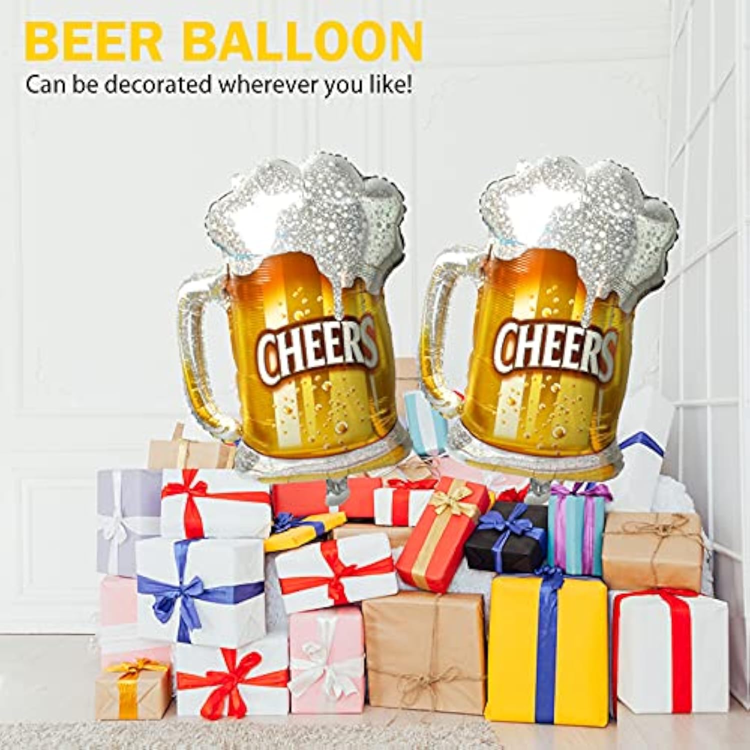 Beer Cup Balloons Set Of 2, Beer Mug Cheers Foil Balloons Fit For Summ