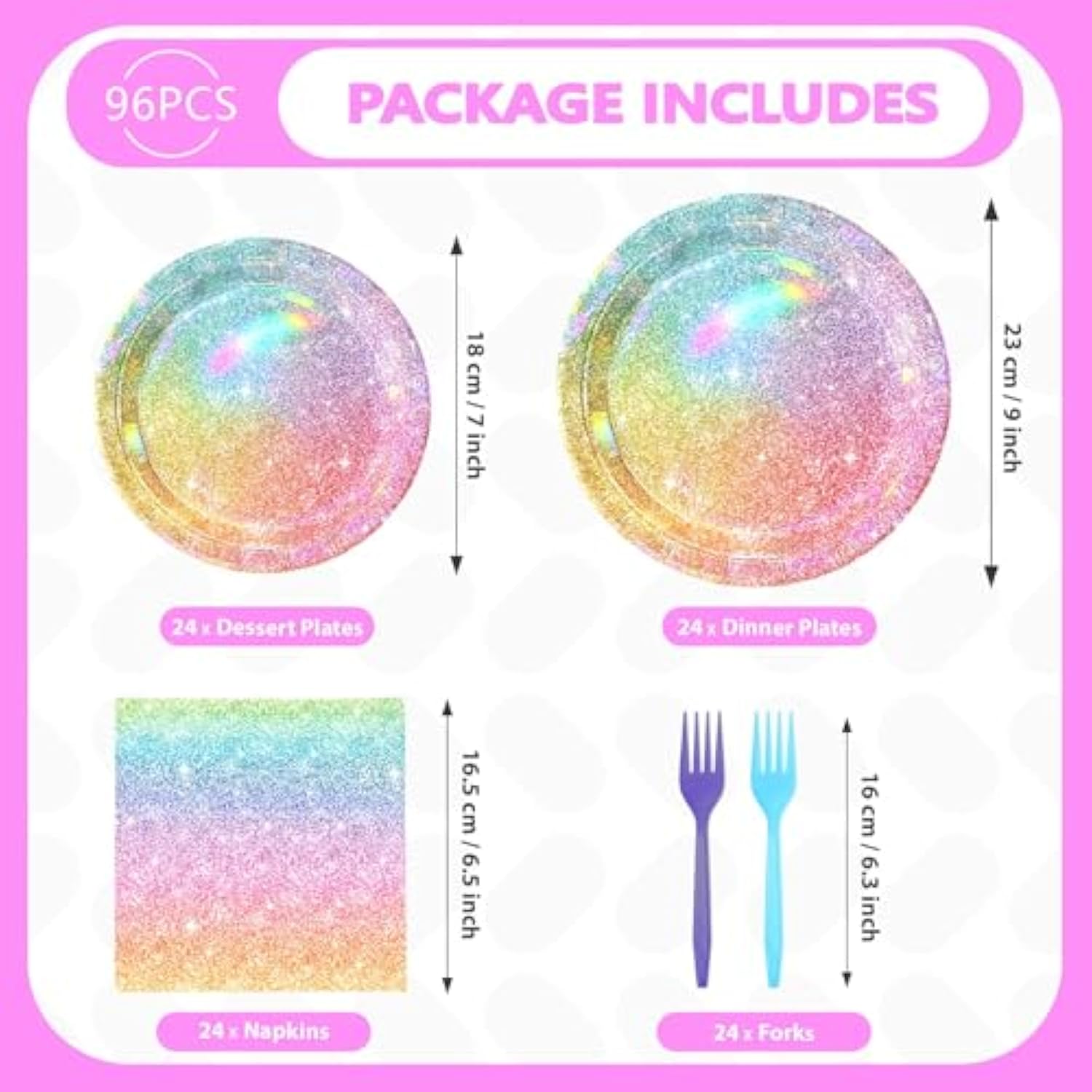 96 Pcs Rainbow Party Decorations Iridescent Rainbow Plates Party Supplies Disposable Pastel Paper Plates And Napkins For Girls Birthday Wedding Baby Shower Serves 24