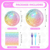 96 Pcs Rainbow Party Decorations Iridescent Rainbow Plates Party Supplies Disposable Pastel Paper Plates And Napkins For Girls Birthday Wedding Baby Shower Serves 24
