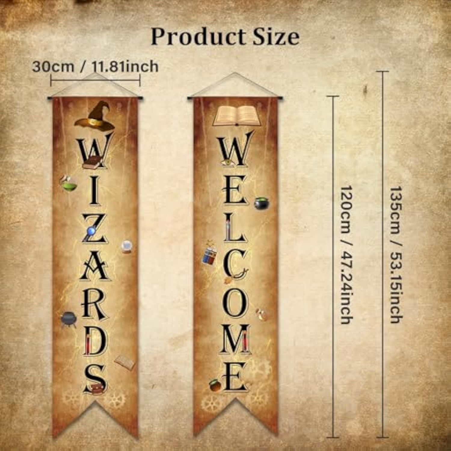 Wizards Porch Signs Magical Wizard Banner Door Sign Sets 47.2 X 11.8 Inch Halloween Hanging Banner Decorations For House Door Backdrop Photography Birthday Party Supplies