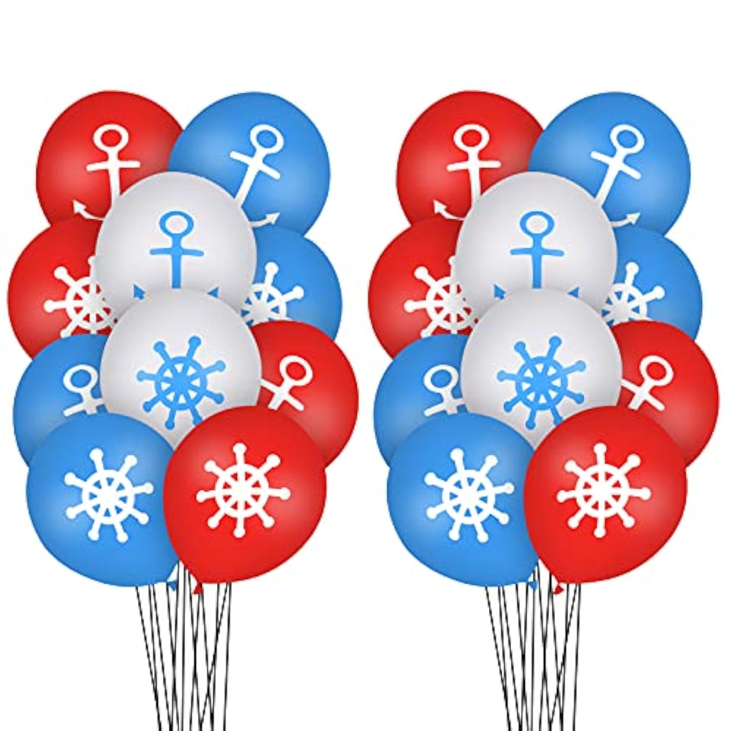 30 Pcs Nautical Balloons Nautical Birthday Decoration Balloons 12 Inches Anchors Wheel Balloon For Navigation Themed Birthday Baby Shower Party Supplies
