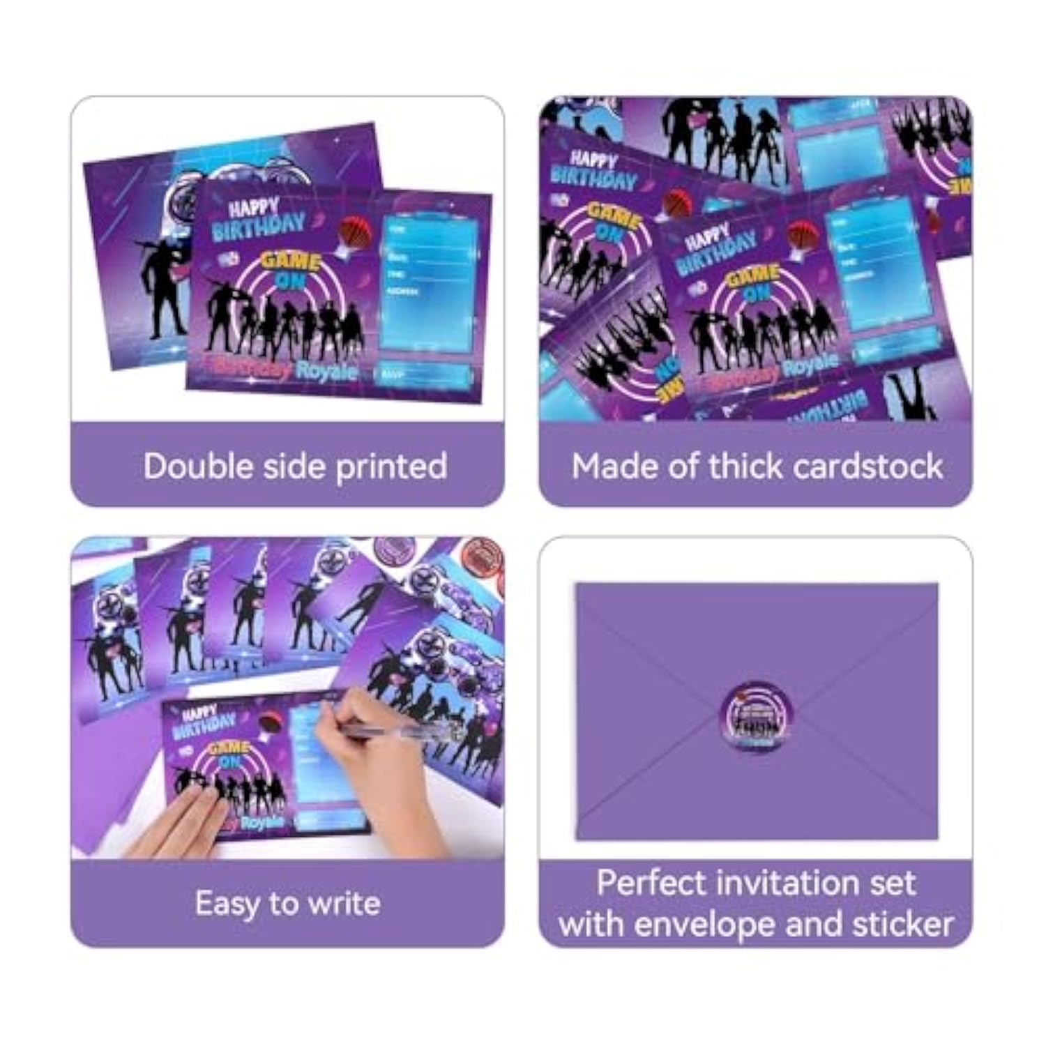 30 Pack Gaming Birthday Party Invitations Cards With Envelopes Game Party Supplies Fill In Birthday Invite Cards Stickers For Kids Boys Girls Video Game Lovers Birthday Party Decorations Favor
