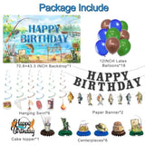 Fishing Birthday Decorations - 34Pcs Balloons, Banners, Centerpieces, Cake Topper Kit, Angler Party Decor