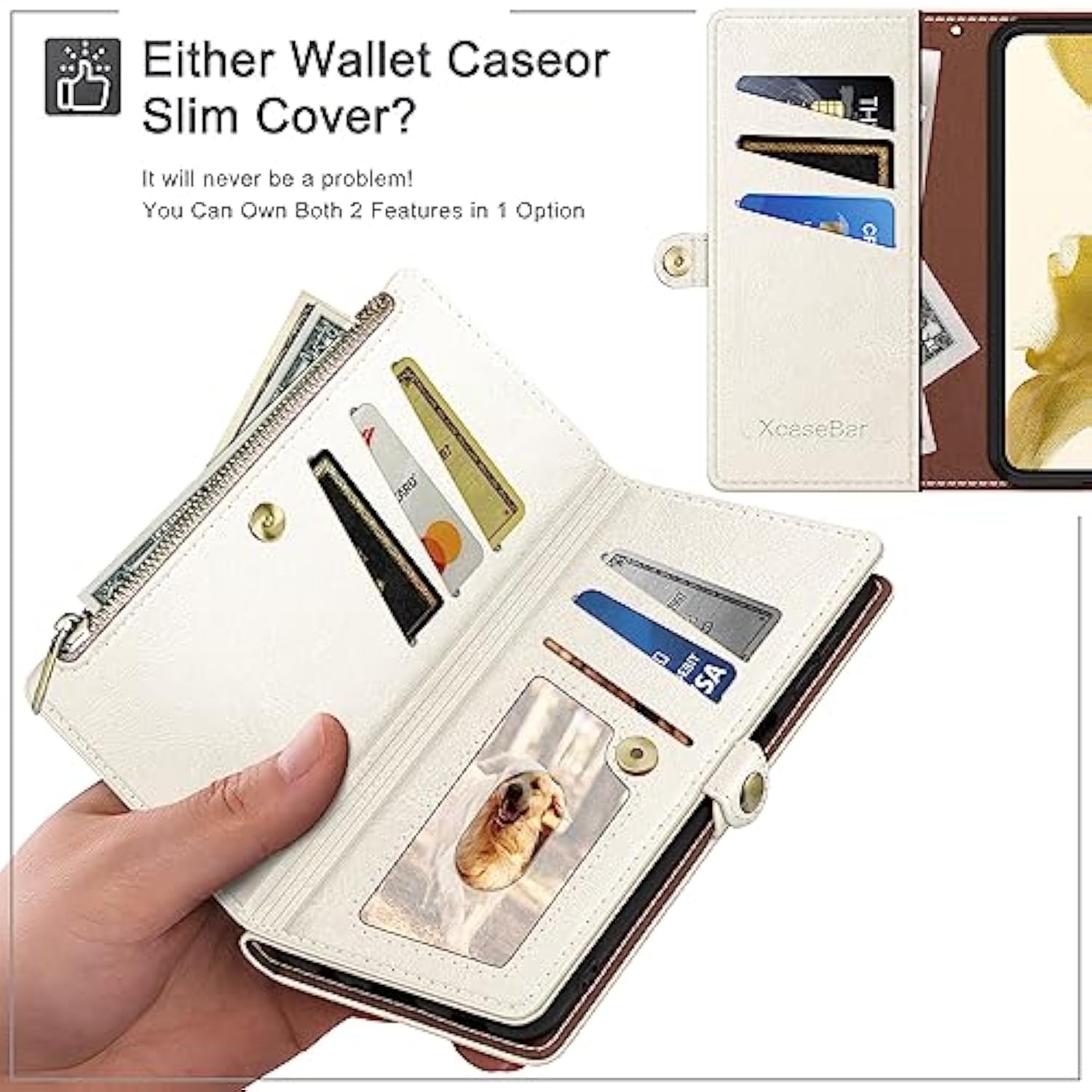Compatible With Iphone 16 Pro Max Wallet Case With Zipper Credit Card Holder?Rfid Blocking?,Flip Folio Book Pu Leather Phone Case Shockproof Cover Women Men For Apple 16 Pro Max Case White