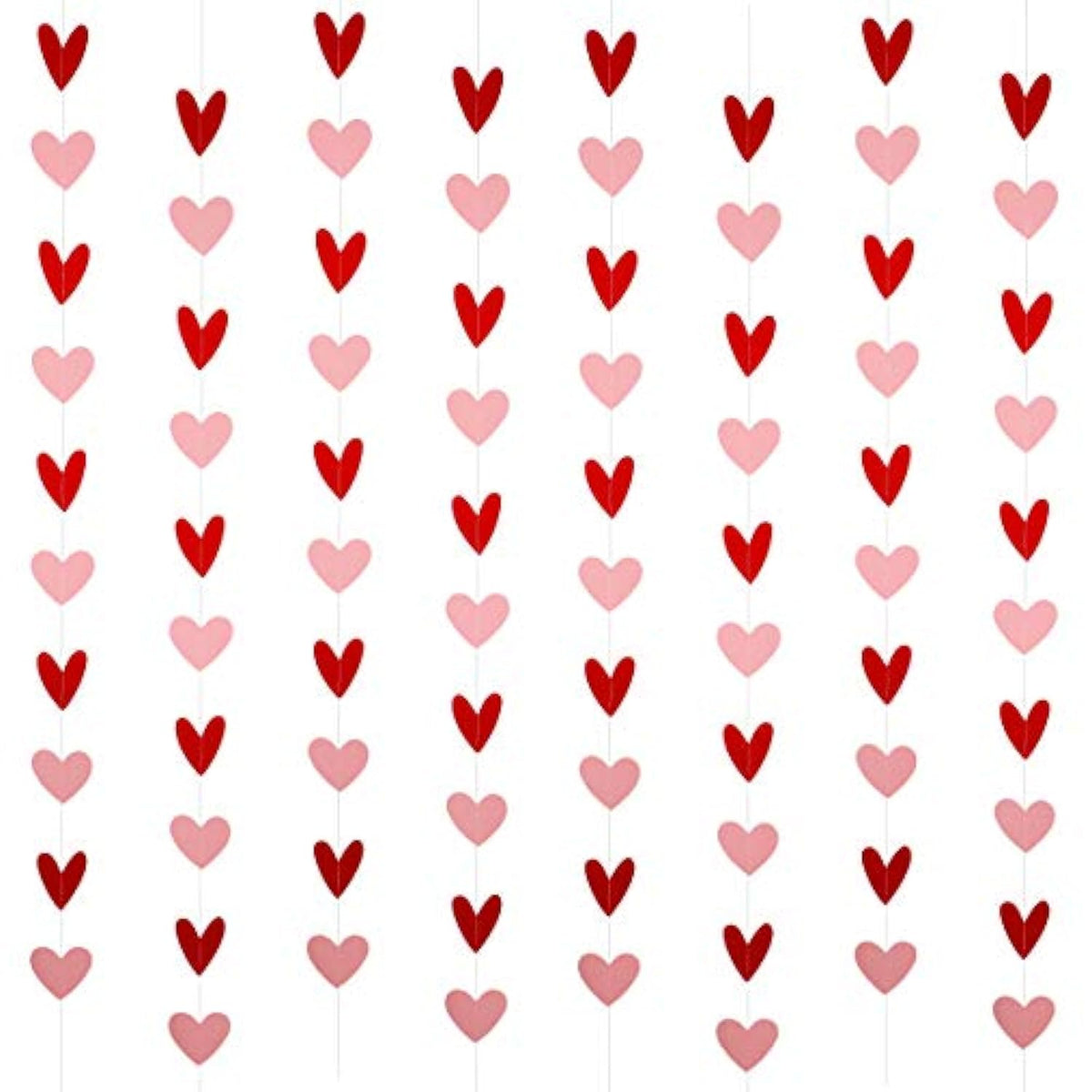 80 Heart Garland Red & Pink- Valentines Day Decoration, Hanging Hearts, Valentines Day Banner, Hanging Valentines Garland, Valentine'S Day Decorations, Large Heart Valentines?No Diy?