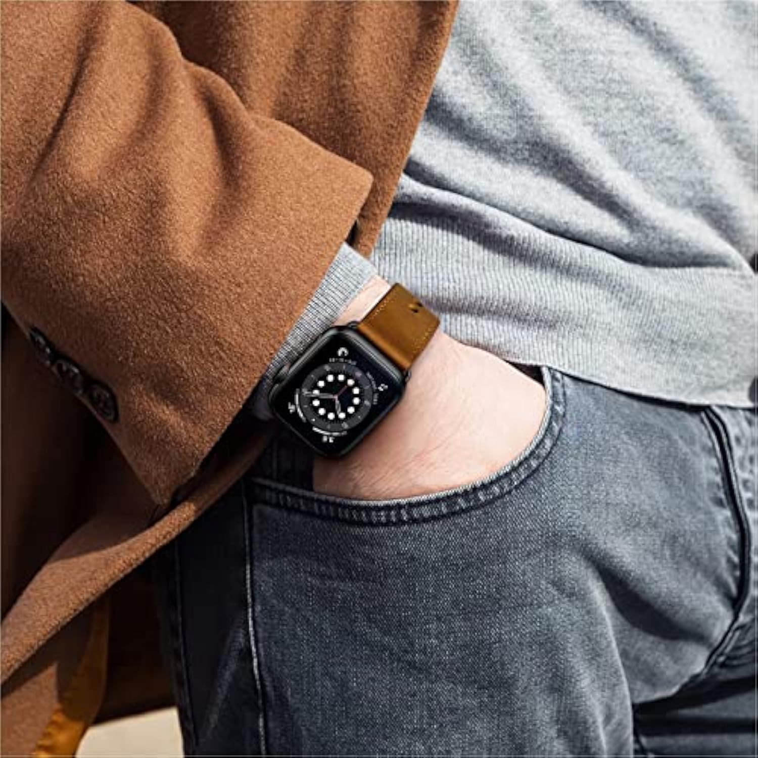 Genuine Leather Apple Watch Band 42-49mm Retro Brown Black for All Series