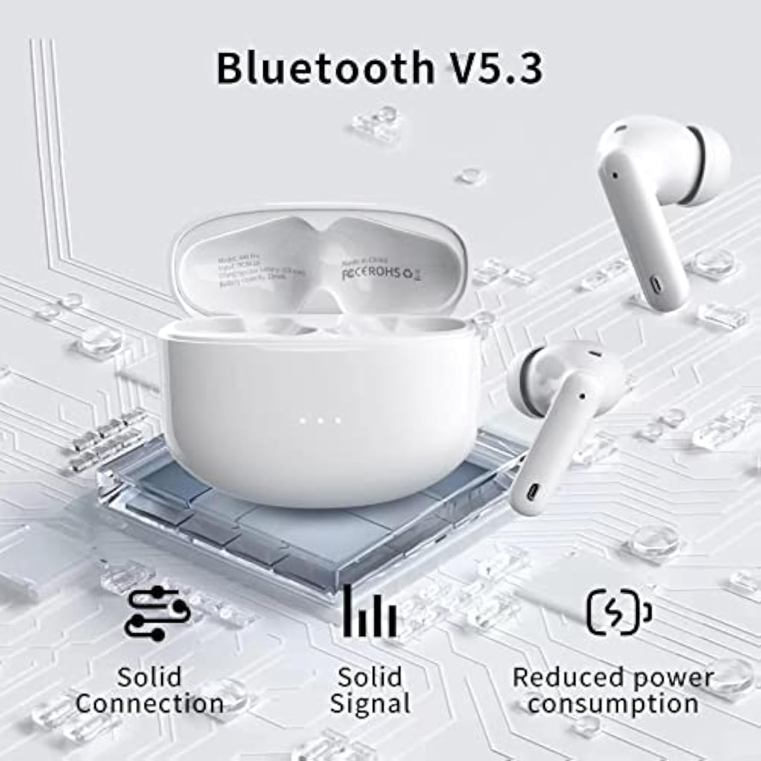A40 Pro Wireless Earbuds, 50Hrs Playtime Bluetooth Earbuds Built In Noise Canc