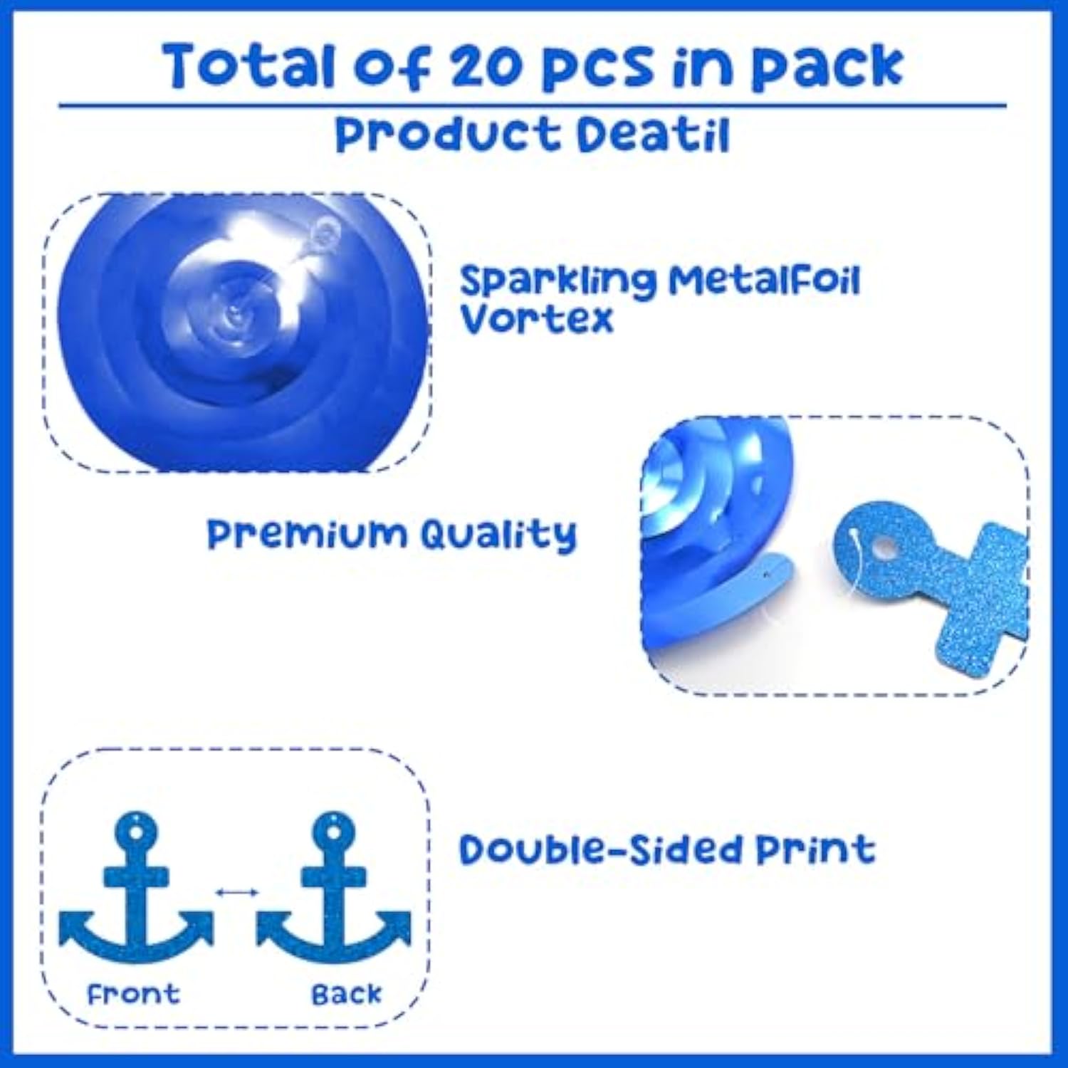 20Pcs Nautical Hanging Swirls - Ship Anchor Baby Shower Party Supplies, Nautical Sailor Birthday Bachelorette Party Hanging Decor, Foil Swirls Ceiling Decorations