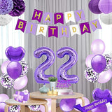 Gold 22Nd Birthday Decorations Kit, Cheers To 22 Years Banner Balloons